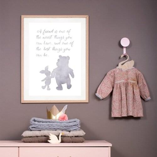 Canvas Painting Disney Winnie the Pooh Pictures Classic Cartoon Posters Friendship Quote Prints Girls Nursery Kids Room Decor