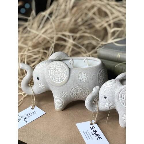 Ceramic M Mistic Scent Candle in Ceramic Elephant 400 ml 420 gr Soy Wax Aromateraphy Candle