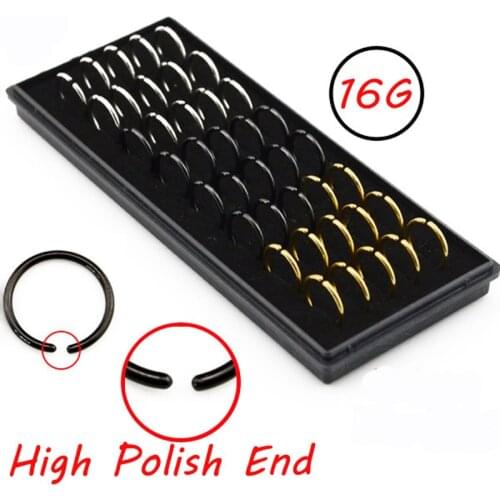 Tajam 40Pcs /BOX 316L Staianless Steel Fake Nose Stud Septum Tragus Lip Eyebrow Ring Piercing Body Jewelry