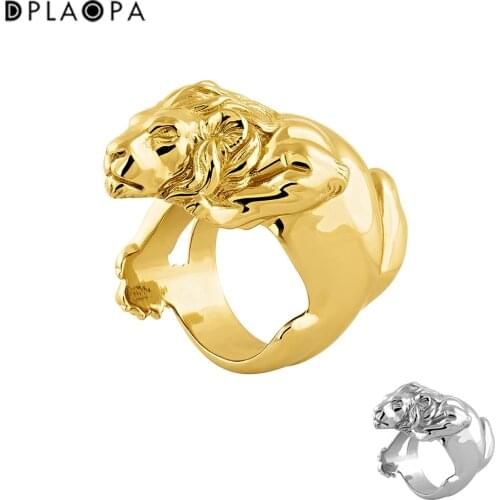 DPLAOPA 925 Sterling Silver Gold Plated Silver Lion Luxury Ring Large Thickness New Popualr 2021 Wpmen Wedding Jewelry