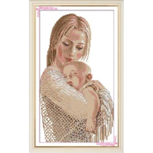 Mother and son 2 cross stitch kit aida 14ct 11ct count print canvas cross stitches needlework embroidery DIY handmade