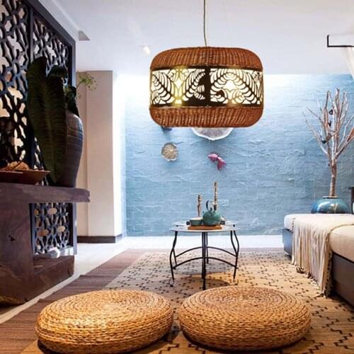 SGROW Creative Lamparas Southeast Asia Wickerknitted Pendant Light For Dining Room Living Room Bedroom Hallway Light Fixtures