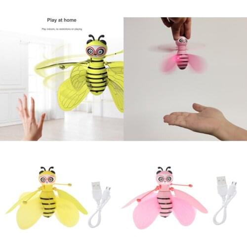 Flying Ball Bee Toys,RC Infrared Induction Drone Helicopter with Shinning LED