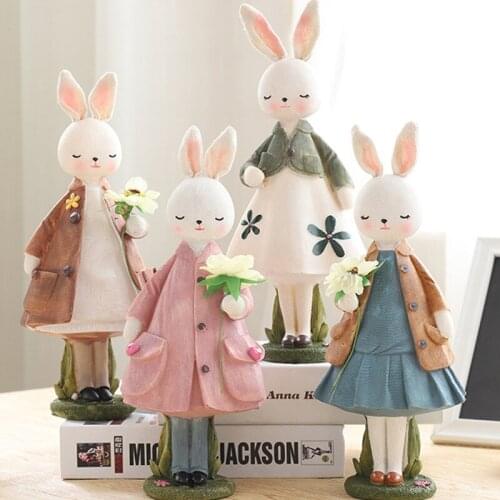 Cute rabbit resin ornaments living room bedroom crafts gifts student gifts