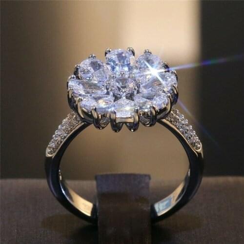 Fashionable and popular silver Color white womens Ring Charm white matching ring jewelry