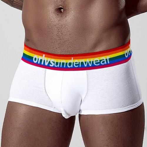 ORLVS Brand Men Underwear Boxer Cotton Breathable Comfortable Underpants Cueca Tanga Hombre U Convex Gay Low Waist Men Short