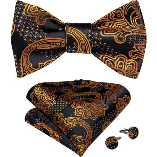 Mens Fashion Business Wedding Luxury Silk Woven Bow Tie Handkerchief Set Groom Party Accessories Men Butterfly Bowknot DiBanGu