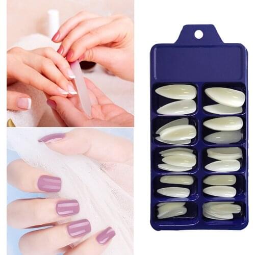100pcs Full Cover Nail Art Manicure False Nail Tips Long Ballet Full Cover Nail Art Manicure Solid Color Wearable False Nail Tip