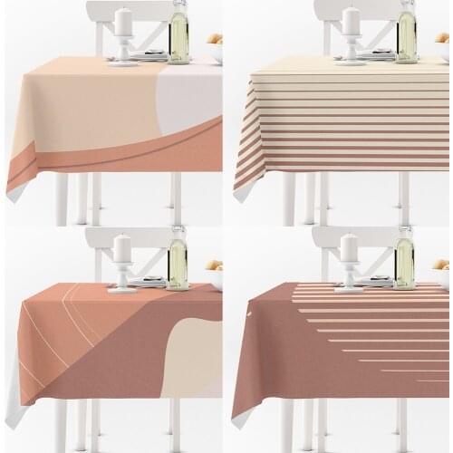 Orange Rectangular Table Tablecloth Sunset Geometric Abstract Cover for Home Kitchen Waterproof Anti-stain Dining Table Decor