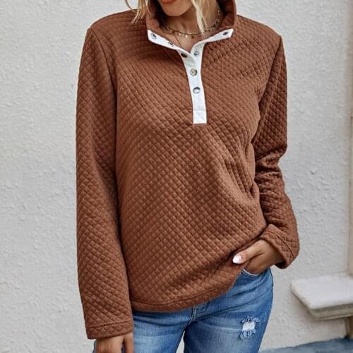Autumn Waffle Blouse Women Long Sleeve Polo Shirts for Women Turn Down Collar Loose Pullovers Tee Tops femme camisetas de mujer
