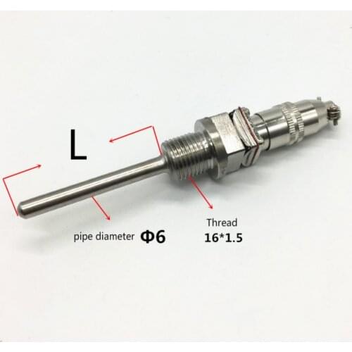 PT100 Cable Stainless Probe Temperature Sensor Removable mounting -50 C to + 350 C M16x1.5 L25mm-65mm Stainless Steel tube