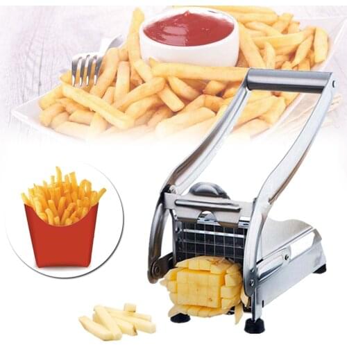Stainless Steel Potato Chips Strip Slicer Cutter with 2 Blades Portable French Fries Making Tool Chopper Kitchen Accessories
