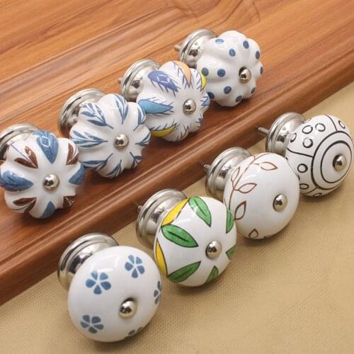 Ceramic Knobs Dresser Knob Colorful Cabinet Pulls Knobs Blue / Unique Kitchen Door Handle Knob Furniture Hardware
