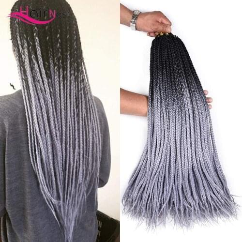 Hair Nest Ombre 3S Box Braids Hair Synthetic Crochet Braiding Hair Extensions Ombre Kanekalon Synthetic Crochet Braids For Women