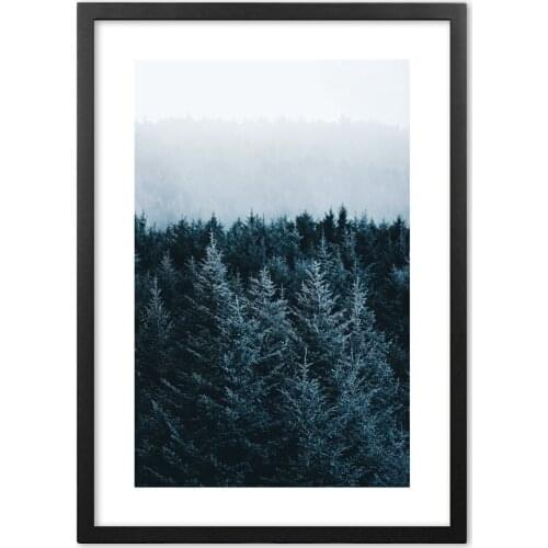 Nordic Modern Forest Cyan Photography Nordic Art Wall Art Paper Painting Landscape Wall Pictures For Living Room Decor