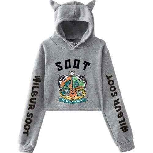 2D Hoodie Wilbur?Soot Cat Ear Hoodie Woman Fashion Cotton Hooded Sweatshirt Streetwear Accessories Leisure Hip Hop Cosplay Tops