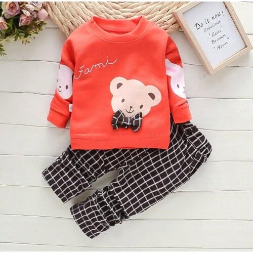 Spring Autumn Baby Clothing Set Boys Girls Fashion Cotton Tops+pants 2pcs Kids Boys Girls Outfits For Infant Cartoon Clothing