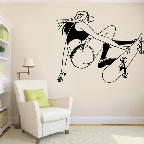 Skate vinyl Wall decal Skate Dancer Skateboard Girl Wall Sticker Snowboard Decals for Bedroom children Active room Decor C851