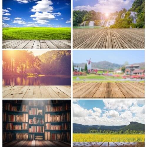 Spring Natural Scenery Wooden Floor Baby Portrait Photography Backgrounds Props Vinyl Photo Studio Backdrops 21805OUM-03