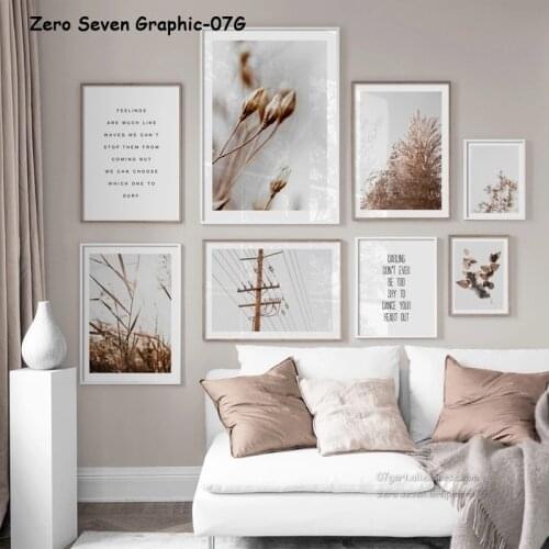 Vintage Autumn Withered Field Plants Dry Reed Grass Flower Canvas Poster And Print Wall Art Pictures For Modern Home Decoration