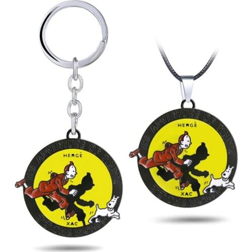 Vogue The Adventures of Tintin Milou Snowy from Herge Classic Comic Anime Figure Model Toys Key Chain Necklace