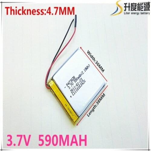 1PCS 473638 3.7V 590mah tablet battery With Protection Board For MP3 MP4 MP5 GPS Glass Digital Product