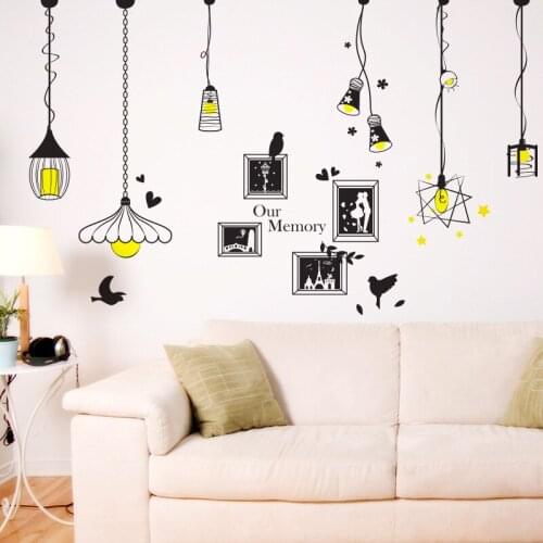1PC 60*90cm DIY Lamp Wall Sticker For Living Room Sofa TV Background Decor Decals Cartoon Lamps Wallpaper Quality PVC Stickers
