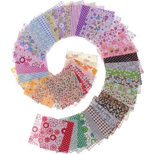 50pcs 10x10cm Cotton Fabric Bundle Patchwork Pre-Cut Quilt Square DIY Sewing