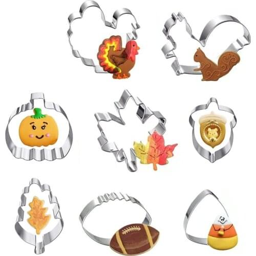 9pcs Maple Leaf Cookie Cutters Mold Stainless Steel Biscuit Mould Thanksgiving Fondant Pastry Decorating Baking Tool
