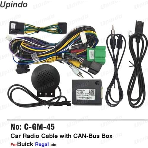 Car Android Head Unit Cable with CAN Bus to Uart Box Adapter Audio Wiring Harness Power Connector Socket for Buick Regal