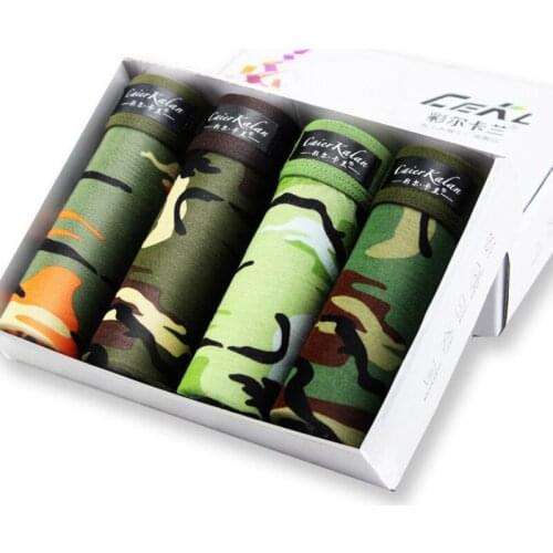 4PCs/Lot Camouflage Boxer Men Underwear Male Sexy Shorts Boxershorts Underwear Boxer Hombre Breathable Underpants Trunk Bokserki