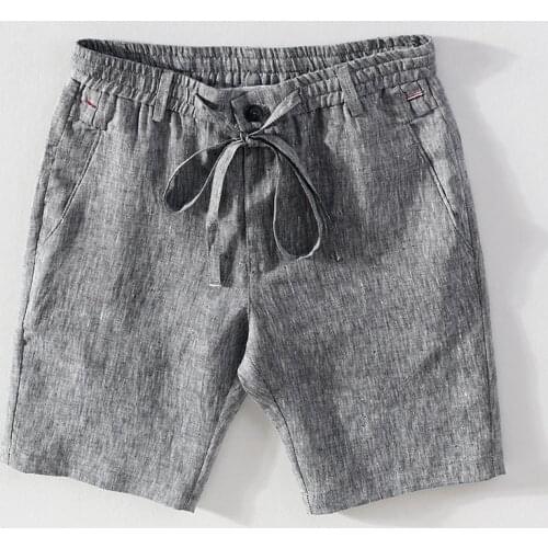 Suehaiwes brand Italy shorts men trendy breathable yarn-dyed gray short masculino 30-38 bermuda masculina