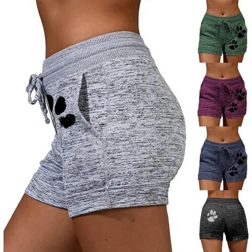 Cat paws Print Quick-drying Women biker short Casual loose summer Sports mini Shorts Push Up Elastic Short calzones mujer