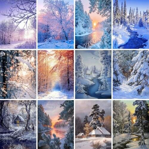 EverShine 5D Diamond Painting Full Square Landscape Cross Stitch Diamond Embroidery Winter Rhinestones Art Gift Home Decor