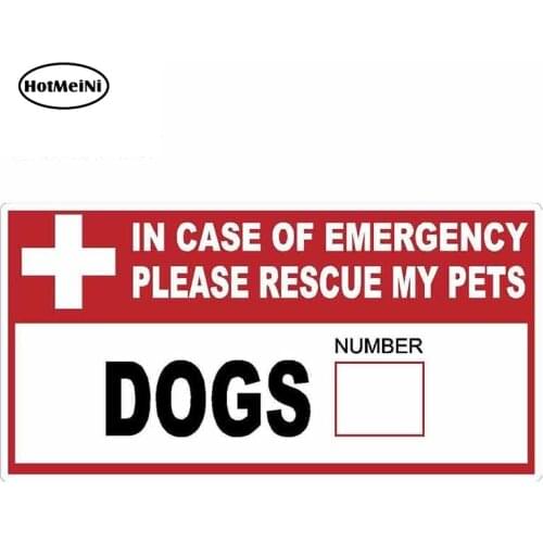 HotMeiNi 13cm x 6.7cm Car Stickers IN CASE OF EMERGENCY SAVE MY PETS DOOR STICKER DECAL FIRE WARNING SAFETY DOG CAT Graphic