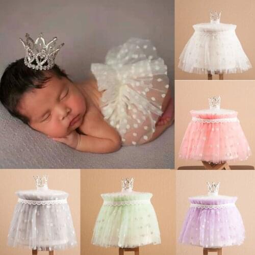 2 Pcs Newborn Photography Props Short Skirts+Headwear Crown Set Baby Infants Photo Shooting Clothing Costume Headdress Kit