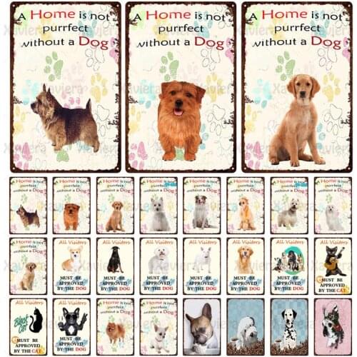 Retro Tin Sign Pet Dog And Cat Metal Wrought Iron Painting Decorative Personality Bar Poster Metal Signboard Iron Sheet Wall Art