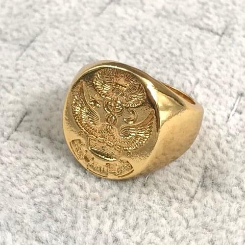 MENGYI Mens Fashion Punk Double-Headed Eagle Badge Rings Retro Gothic Viking 9 2 5 Ring Male Anniversary Jewelry Gift Bague