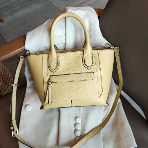 New Collection Famous Brand Design Textured Real Leather Women Handbag , Lychee Pattern Top Layer Cowhide Leather Shoulder Bag