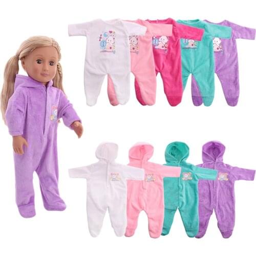 2021 New Pattern Doll Clothes Cotton Pajama 9 Color Sleepcoat Suit Fit 18 Inch American Doll And 43CM Baby Doll Accessories