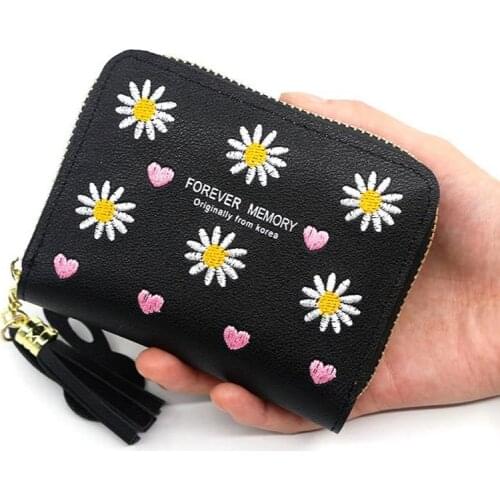 2021 New Women Wallets Print Flower Short Wallet For Woman Zipper Mini Coin Purse Ladies Small Wallet Female Leather Card Holder