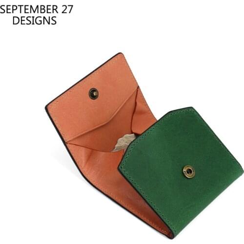 New Fashion Mini Storage Coin Purse Genuine Leather Luxury Handmade Square Coin Pouch Hasp Small Wallet For Women & Men