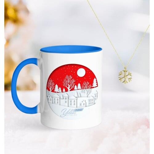 Personalized Christmas Happy Birthday Blue Mug and Snow Them Kolye-24