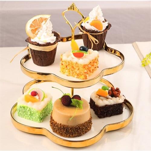 Dessert table display rack three layer cake rack porcelain dessert plate fruit plate creativity modern fruit plate cake stand