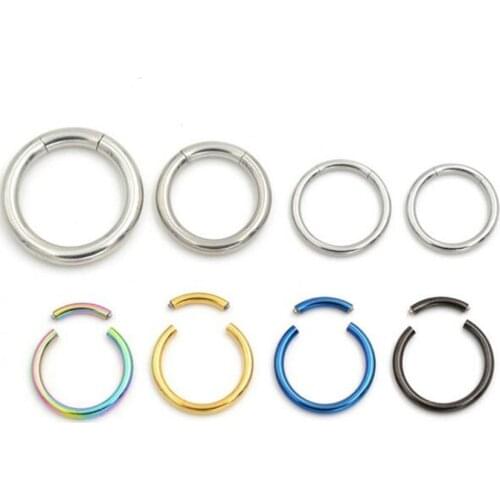 2Piece Big Size Nostril Nose Ring Unisex Lip Ear Nose Cartilage Septum Ring Hoop Stud Steel Segment Clip on Helix Tragus Earring