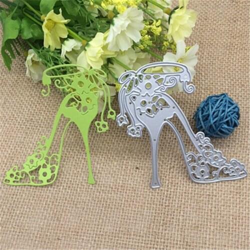 Template high-heeled shoe with flowers Metal cutting dies Stencil Scrapbooking Photo Album Card Paper Embossing Craft DIY
