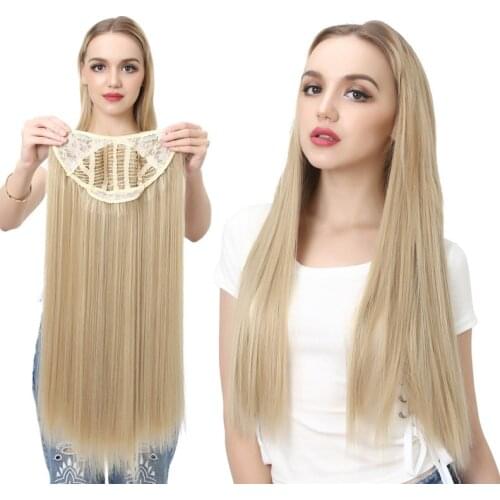 SARLA 24" 20" 16" Clip in Hair Extension U part Natural Hair Straight Long Blonde Black False Hair Piece Synthetic Hairpiece