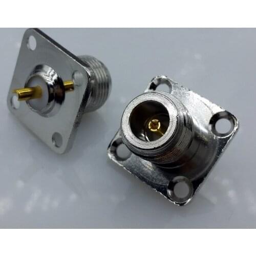 N type Female jack RF coaxial connector 4-hole panel mount with solder post 25x25mm N type Female panel RF connector 1pcs