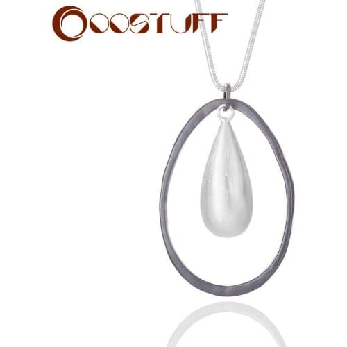 Trend Grey Silver Color Statement Necklace Long Chains Around the Neck Suspension Pendant for Women Decorative Jewelry for Women