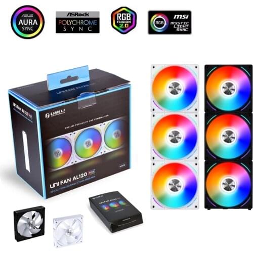 LIANLI UNI FAN SL120 Cableless fan ,Splicing Modularity ,PIN to PIN contact point Light synchronization 3pcs/kit Black White